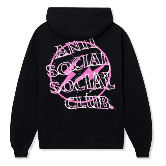 Fragment × ASSC pink Bolt Hoodie XL